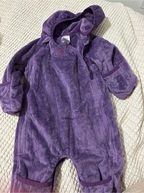 The North Face Purple Plush Hooded Infant One-Piece